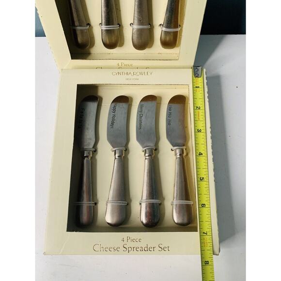 2 NIB Cynthia Rowley Appetizer Cheese Spreader 8 Piece Set Merry Christmas Ho Ho - Picture 7 of 8